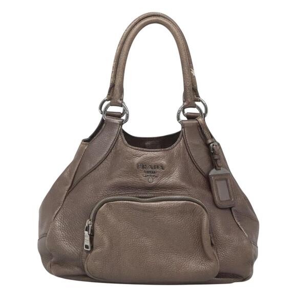 PRADA Tote Bag Leather Silver - Picture 2 of 13